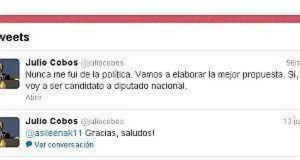 Cobos confirm� por Twitter que ser� candidato a diputado