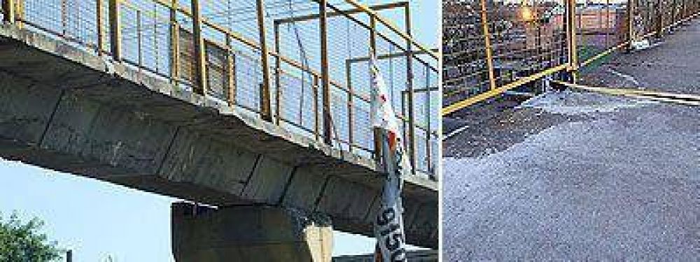 EL CRUCE PEATONAL FUE EMBESTIDO HACE SIETE MESES    Reclaman el reemplazo de un puente en Camino de Cintura