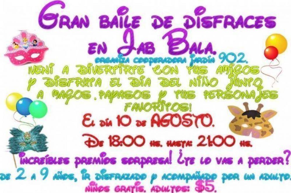 GRAN BAILE DE DISFRACES EN JAB BAL� ESTE VIERNES 10 DE AGOSTO