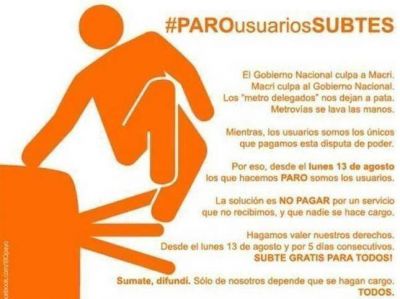 Ahora los usuarios llaman a saltar los molinetes del subte a partir del lunes