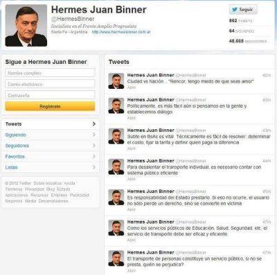 Por Twitter, Binner asegur� que el conflicto del subte "es f�cil de resolver"