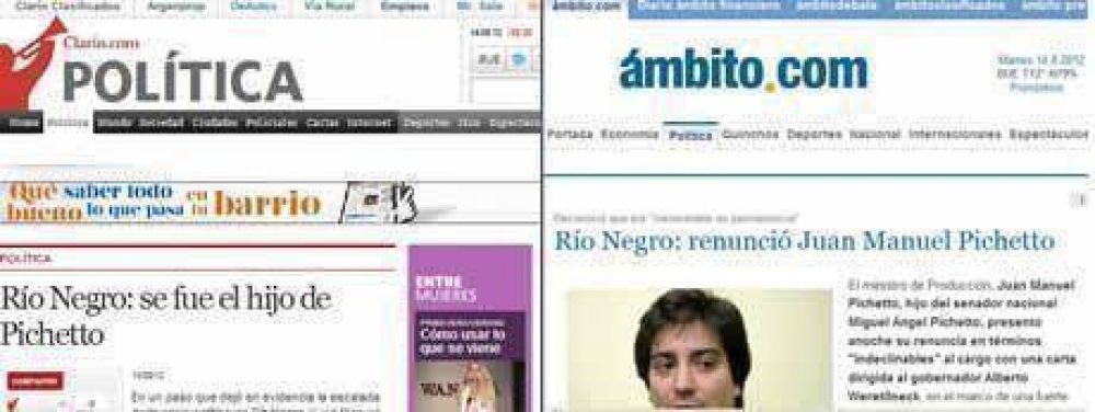 La renuncia de JM Pichetto en los medios nacionales