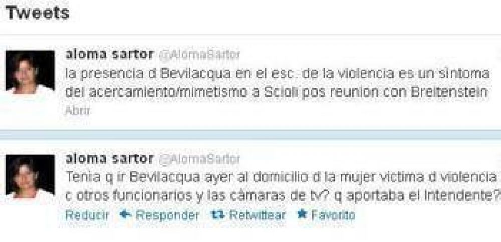 Violencia de g�nero: Sartor cuestion� con dureza a Bevilacqua