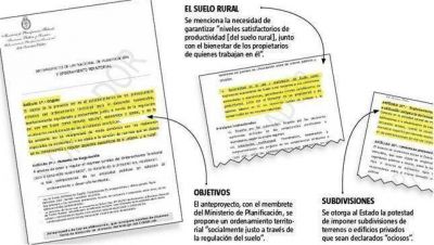 Un plan oficial avanza sobre la propiedad privada de la tierra