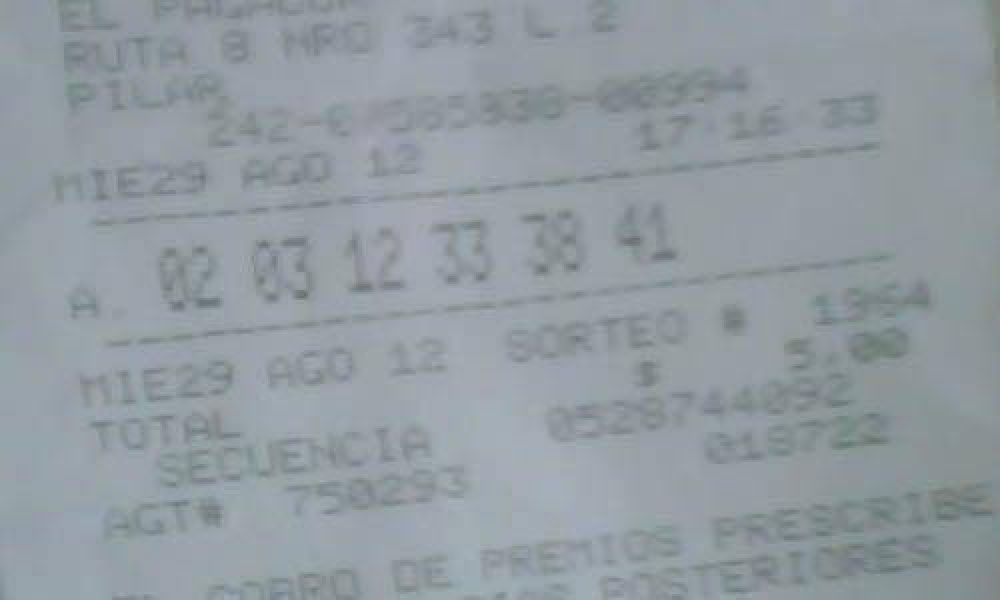 Un pilarense gan� 1 mill�n de pesos en el Loto