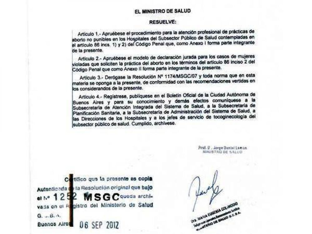 La Ciudad de Buenos Aires reglament� el aborto no punible
