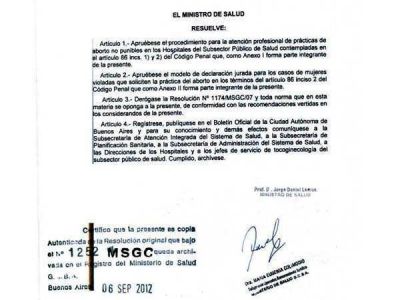 La Ciudad de Buenos Aires reglament� el aborto no punible
