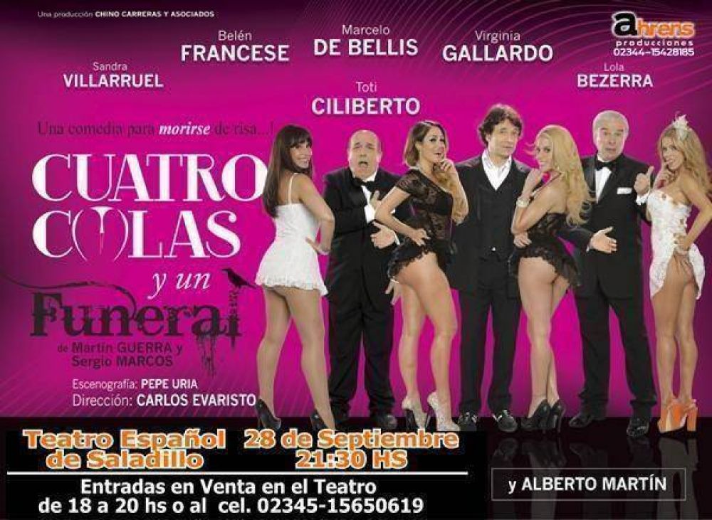 "4 Colas y un Funeral" llega a Saladillo