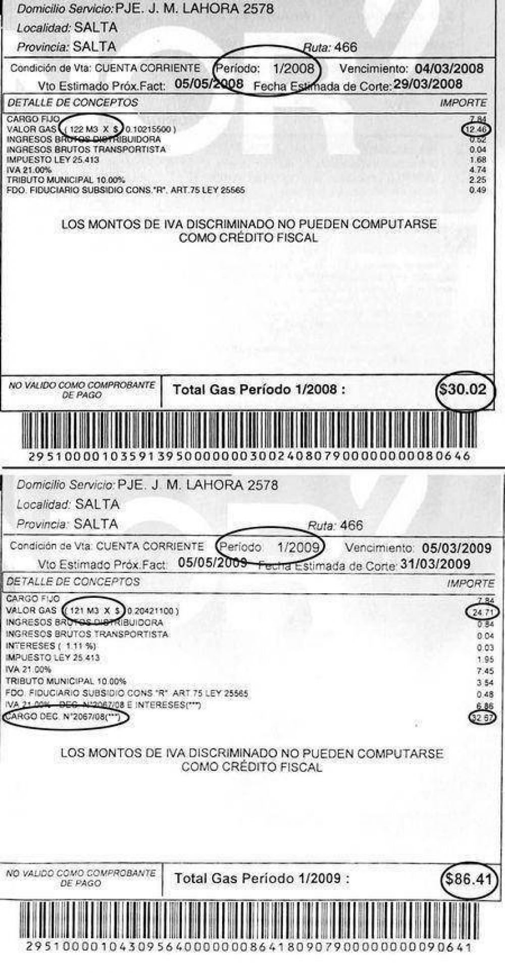 Las boletas de gas llegan a las casas y f�bricas con subas del 200%.