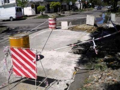 Bacheo en la zona c�ntrica de la ciudad