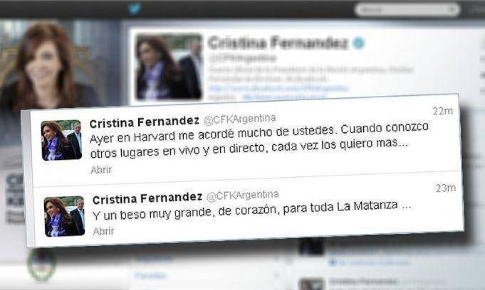 Cristina agradeció la invitación de Harvard y saludó a los habitantes de La Matanza