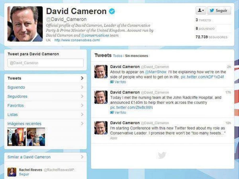 Cameron se sum� a Twitter y estall� la pol�mica