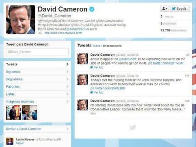Cameron se sum� a Twitter y estall� la pol�mica