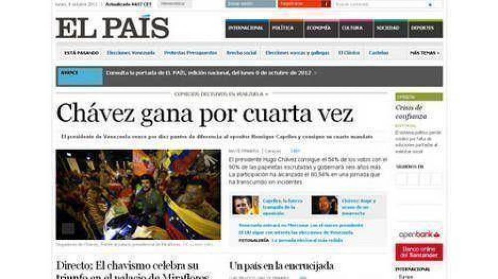 Repercusiones en la prensa del mundo por el triunfo de Ch�vez