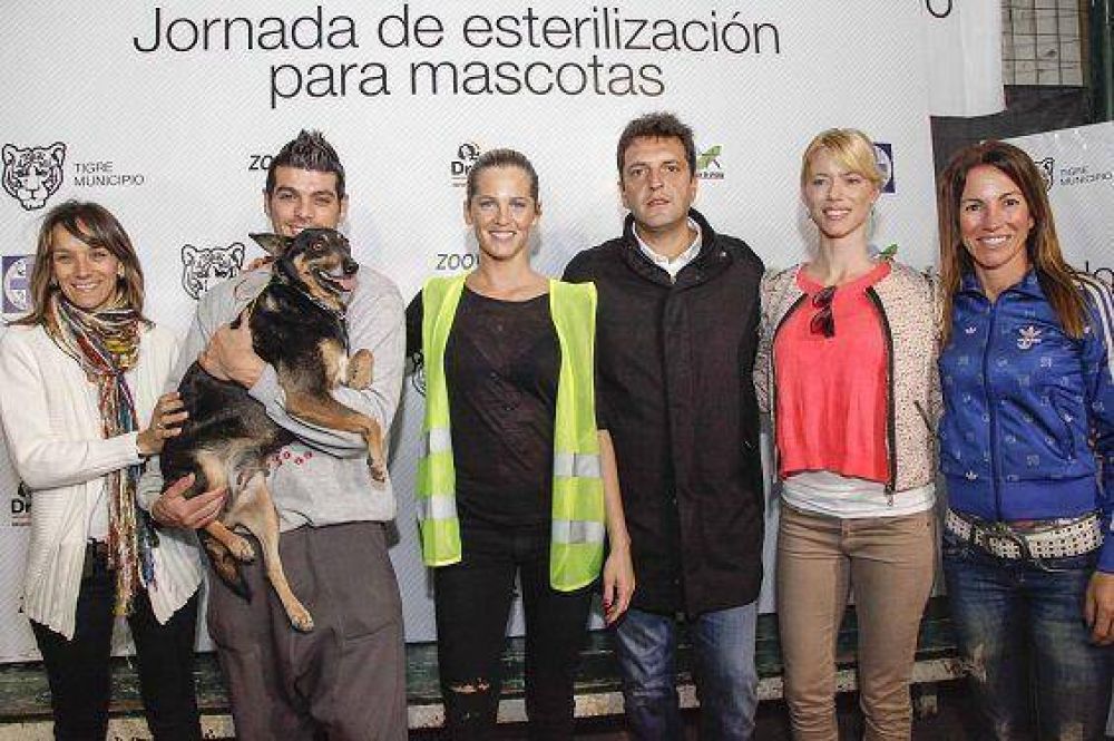 Sergio Massa junto a famosos, por la salud de las mascotas en Tigre