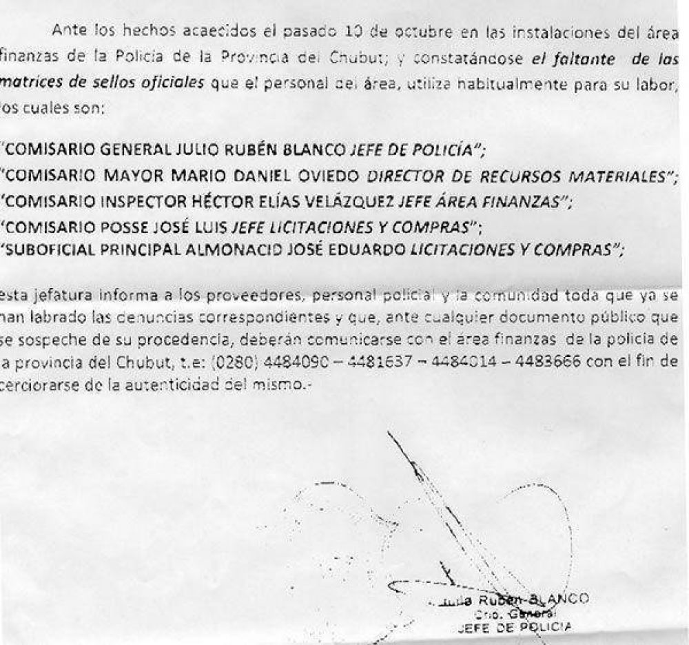 Denuncian robos en las oficinas tomadas por los polic�as autoconvocados en Rawson