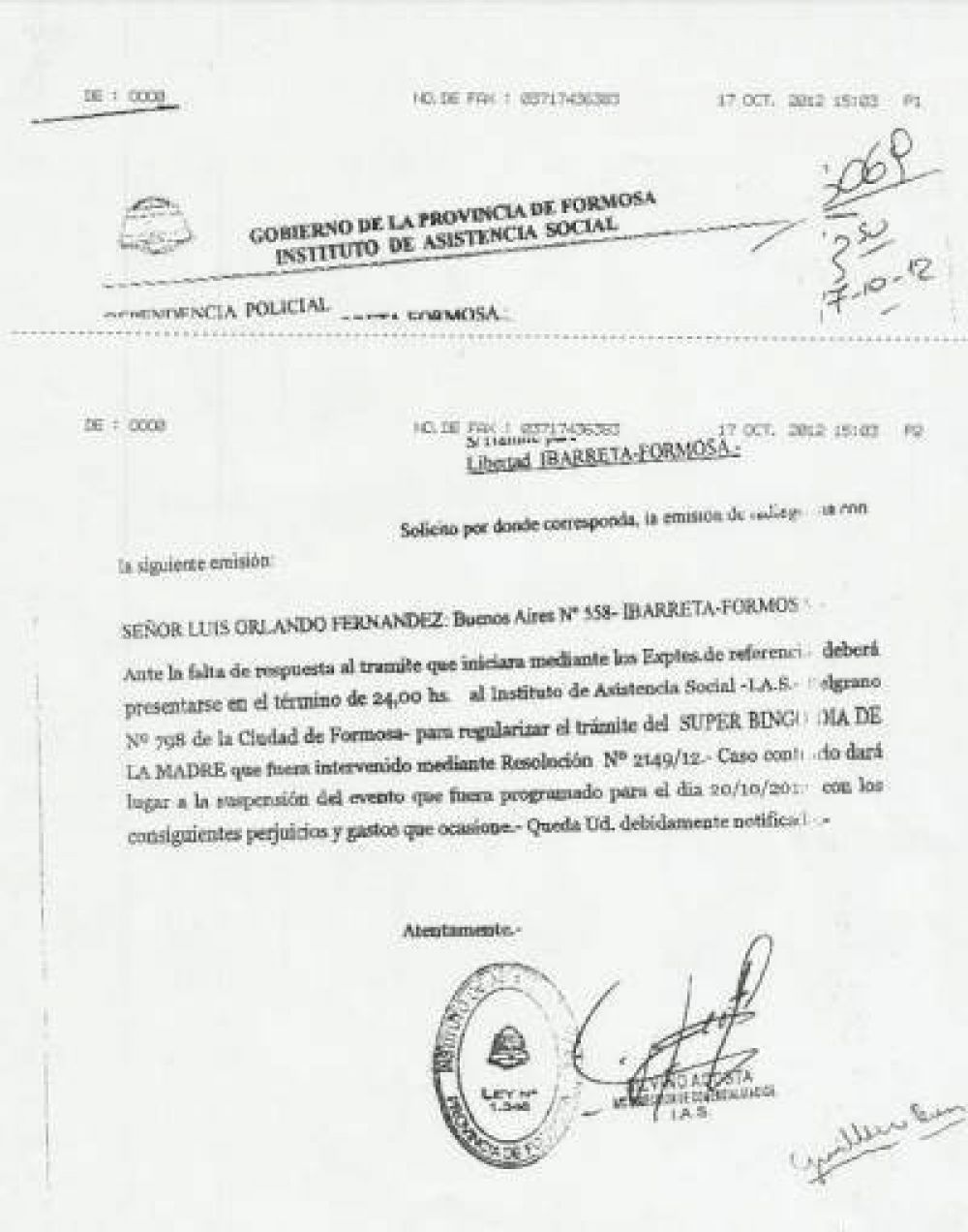 Apriete del IAS impide campa�a de solidaridad en la localidad de Ibarreta. Pretende un canon de 30000 pesos