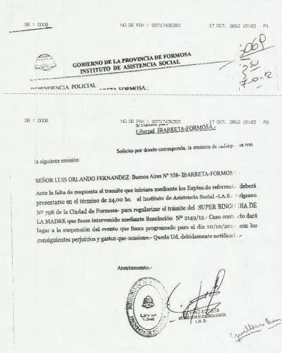 Apriete del IAS impide campa�a de solidaridad en la localidad de Ibarreta. Pretende un canon de 30000 pesos