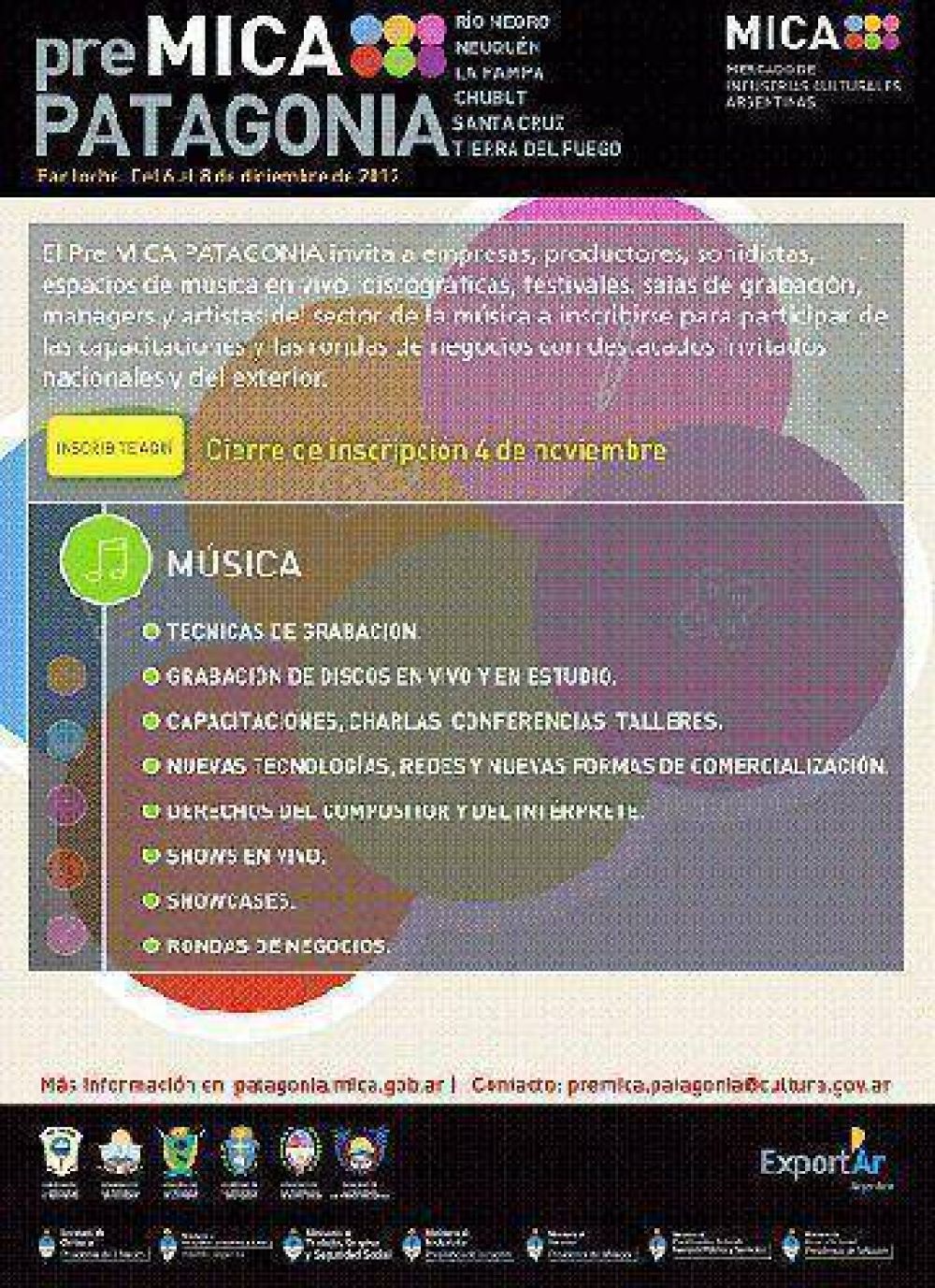 Convocatorias para el Pre MICA Patagonia y Arte Propio