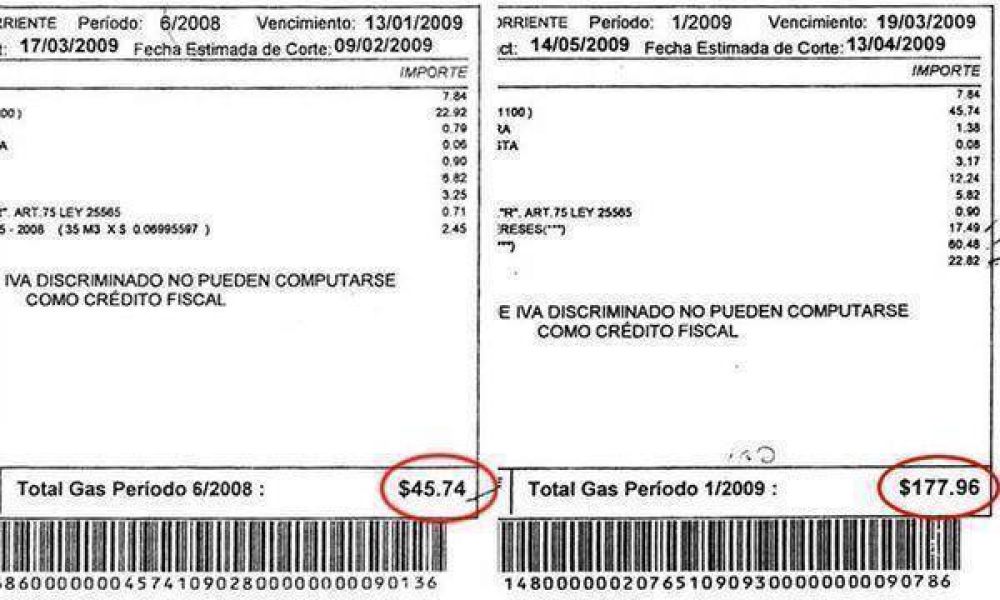 Jubilados reciben boletas del gas con subas del 350%.