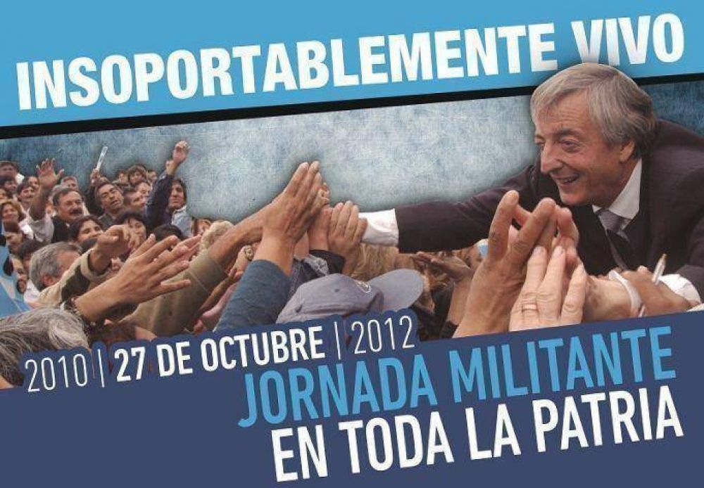 "Insoportablemente Vivo", jornada militante homenaje a Nstor Kirchner en todo el pas