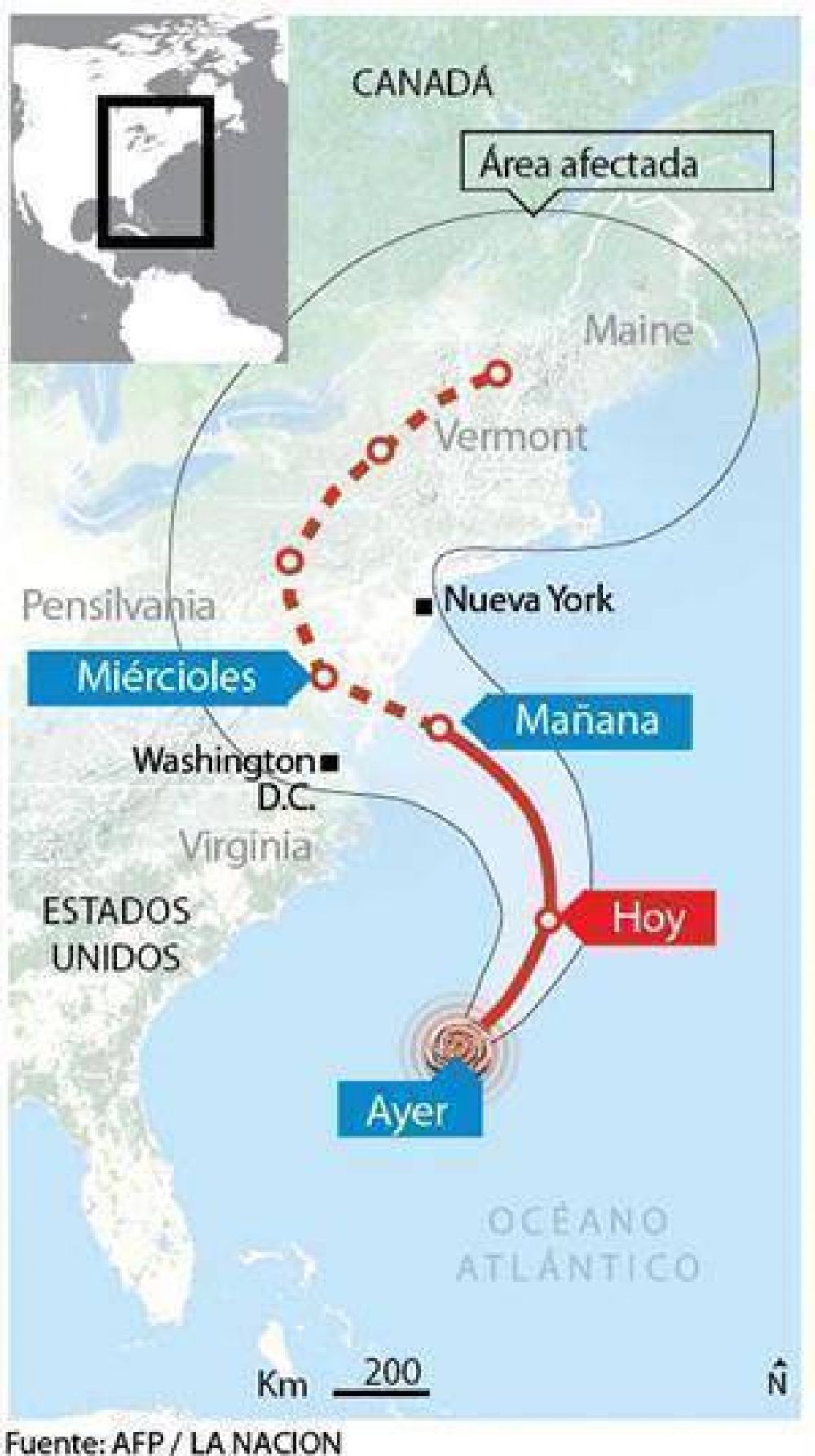 Una "tormenta perfecta" amenaza a la costa este norteamericana