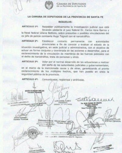 El socialismo no quiso firmar un documento para apoyar la investigaci�n a Tognoli