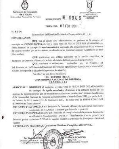  UNaF: El rector se otorga a s� mismo $65.000 anuales