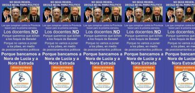 Circula afiche que culpa a Sabbatella y Gabriel Mariotto por paro docente