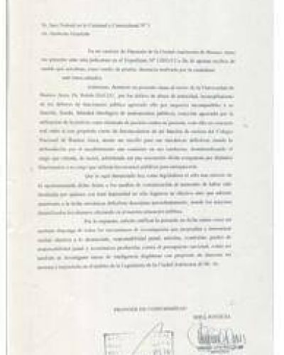 Denuncia contra el Rector de la UBA