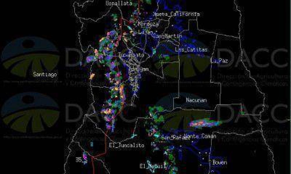 Hay alerta de tormenta para toda la provincia y aviones antigranizo trabajan en San Rafael