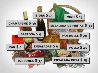 La canasta navidea tiene un valor total que va de los $230 a los $455 