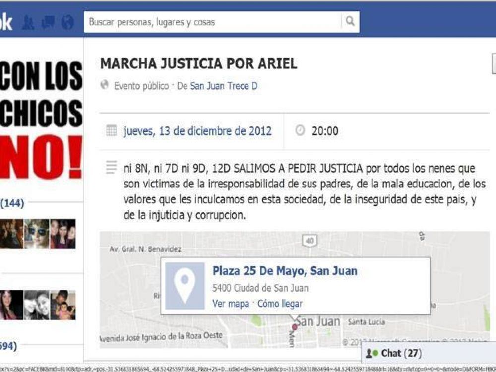 A trav�s de Facebook convocan a una marcha para pedir justicia por Ariel 