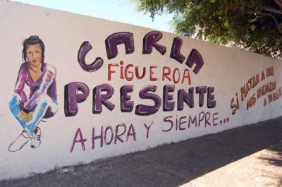 Confeccionaron mural a un a�o del femicidio de Carla Figueroa 