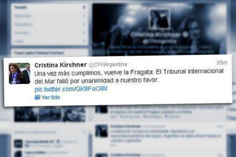 "Una vez m�s cumplimos, vuelve la Fragata", afirm� Cristina v�a Twitter