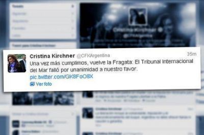 "Una vez m�s cumplimos, vuelve la Fragata", afirm� Cristina v�a Twitter
