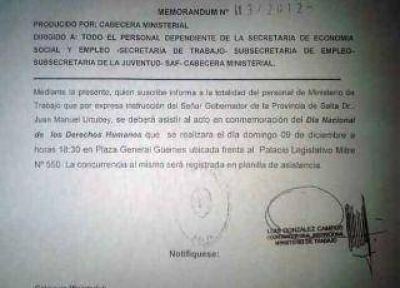 Salta: con un memor�ndum, Urtubey oblig� a empleados p�blicos a concurrir a un acto