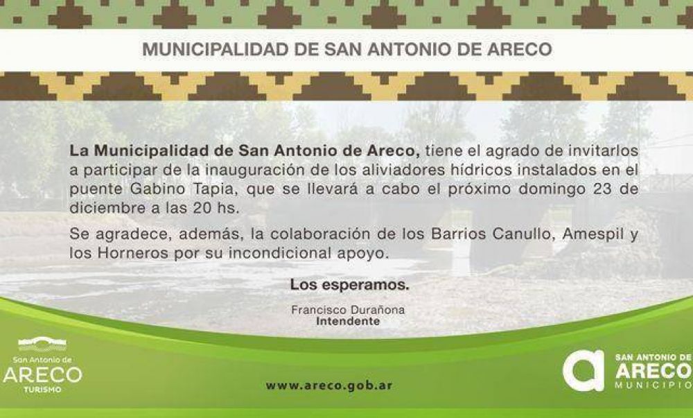Se inauguran los aliviadores h�dricos.