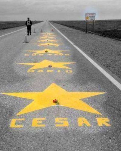 En 2012 se pintaron m�s de 40 estrellas amarillas en memoria de las v�ctimas del tr�nsito