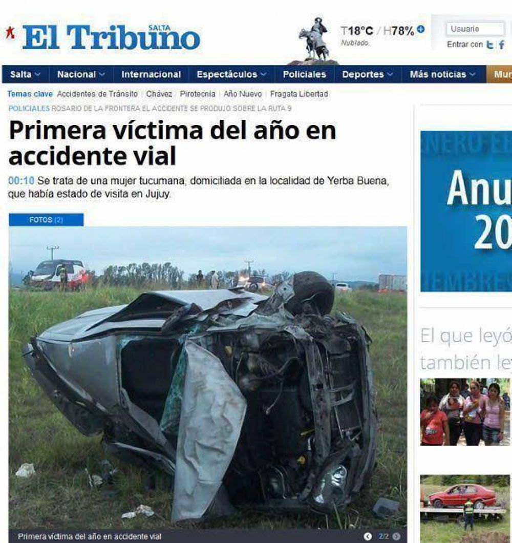 Una tucumana muri� en un accidente en Rosario de la Frontera 