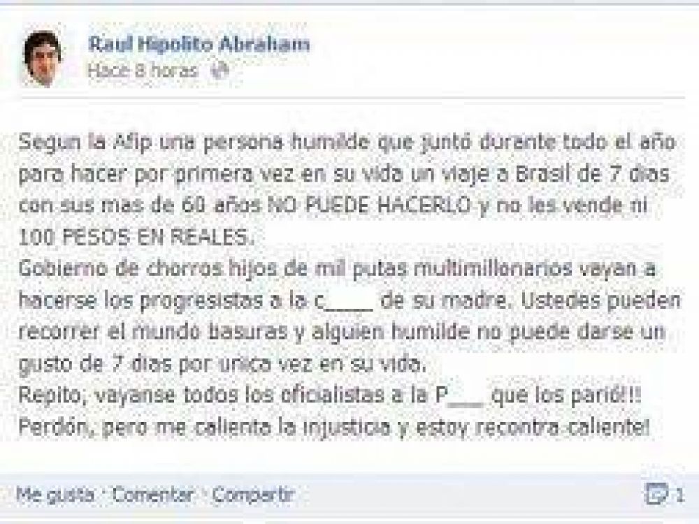 Desde la UCR platense mandaron a todos los kirchneristas a "la puta que los pari�"