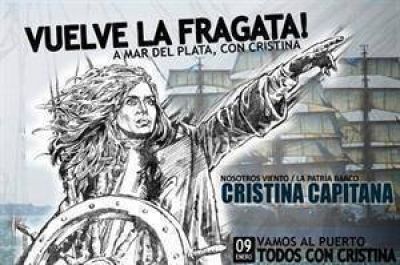 Militantes kirchneristas y familiares, en Mar del Plata para recibir a la Fragata