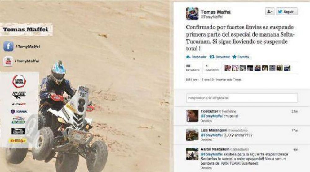 Rally Dakar 2013: Se suspendi� el especial de Seclant�s por las lluvias en Salta 