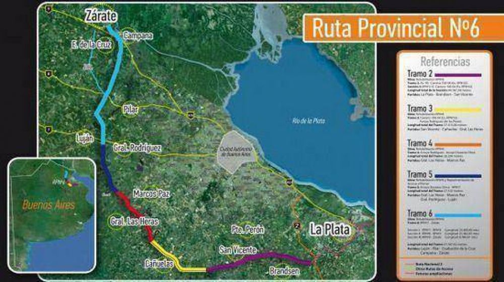 Adjudican las obras para la Ruta 6 que une a Campana con La Plata
