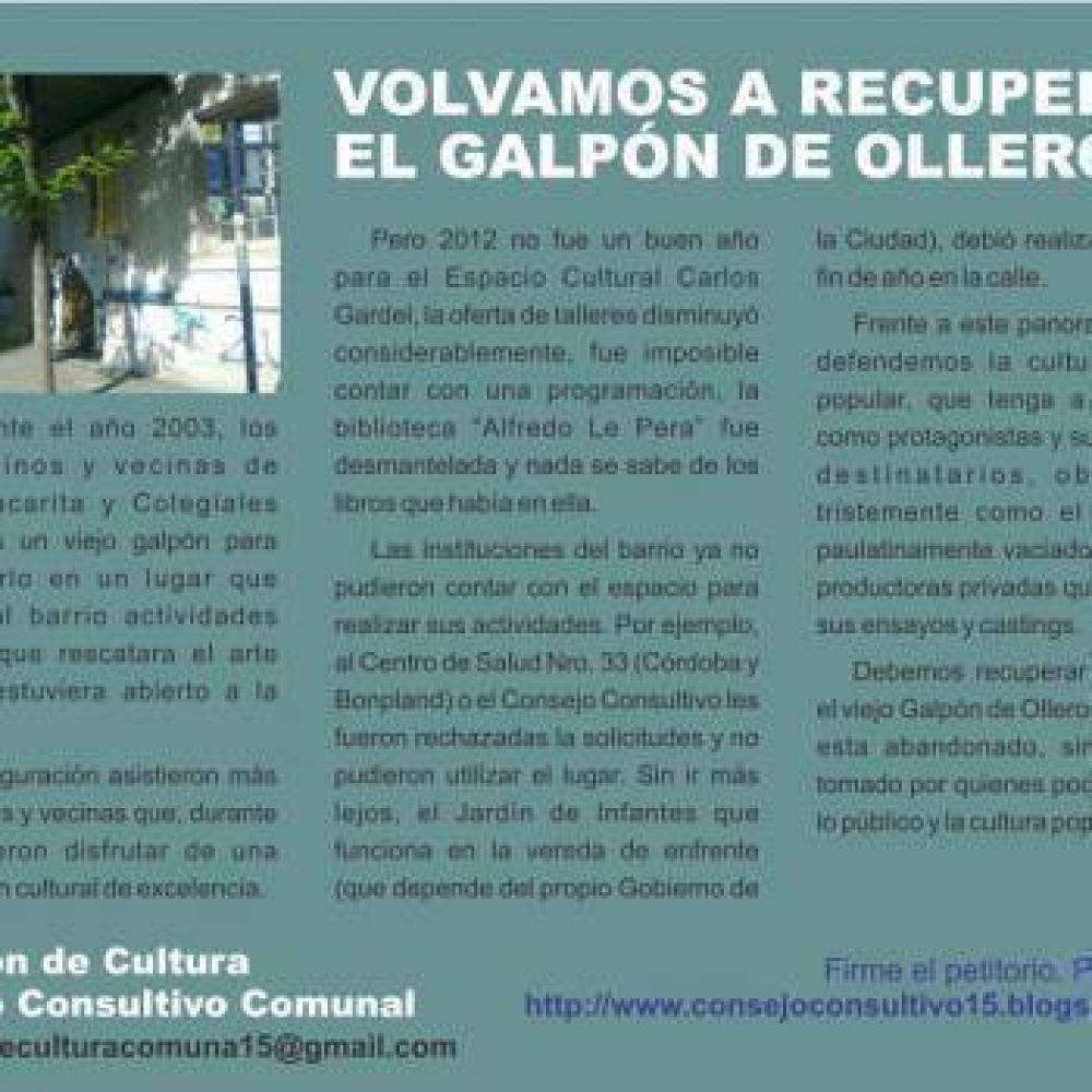  En defensa del Espacio Cultural Carlos Gardel