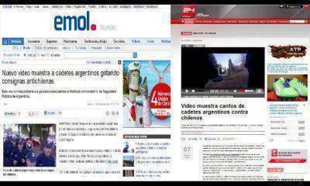 Medios nacionales e internacionales reproducen la noticia de los cadetes cantando contra los chilenos