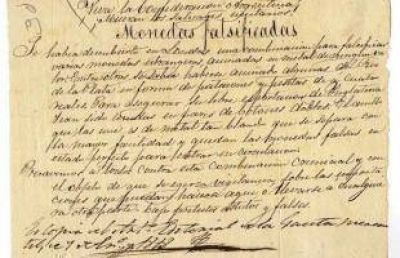 Con un documento hallado en San Pedro descubren falsificaci�n de monedas en el Siglo XIX