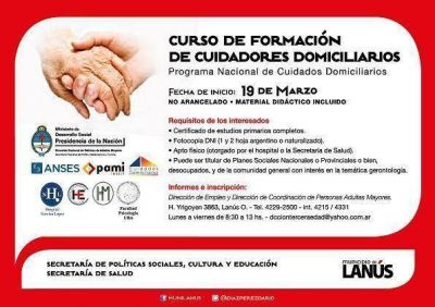 INSCRIPCI�N PARA EL CURSO DE FORMACI�N DE CUIDADORES DOMICILIARIOS
