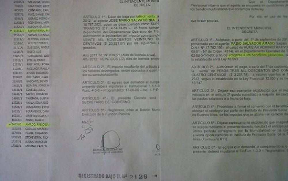 Un muerto y un jubilado aparecen en el listado de cobro por productividad