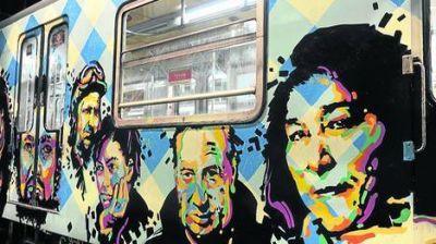 Pintan retratos de �dolos de la cultura popular en los vagones de la l�nea A